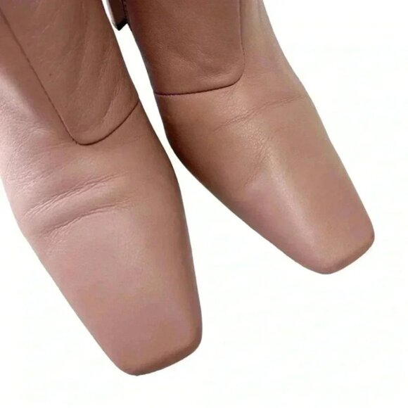 L’Intervalle High Heel Ankle Boots Pink Leather Square Toe Side Zippers 40 9-9.5 - Picture 9 of 16